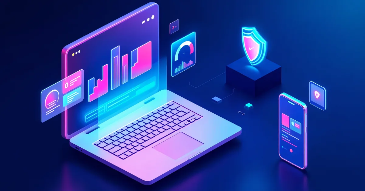 Ilustração isométrica de criação de site profissional com navegador, wireframe e dispositivos